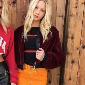 LF faux fur bomber jacket